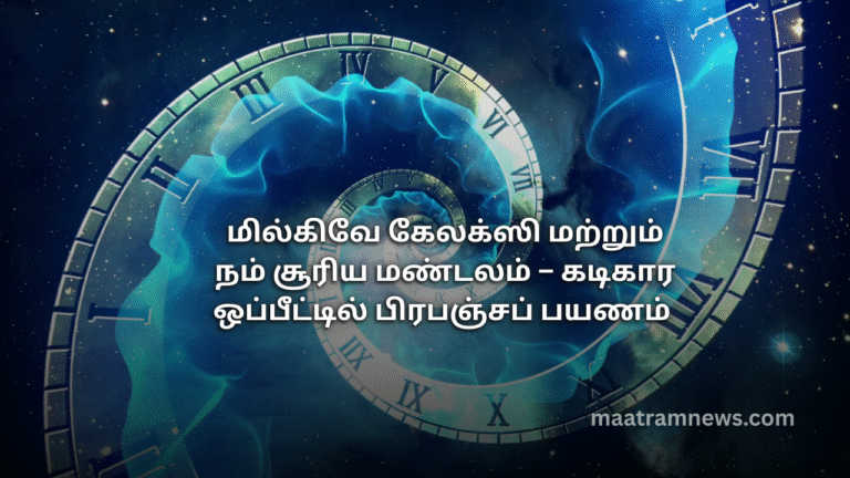 மில்கிவே கேலக்ஸி மற்றும் நம் சூரிய மண்டலம் – கடிகார ஒப்பீட்டில் பிரபஞ்சப் பயணம்
