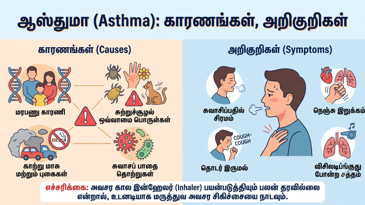 ஆஸ்துமா (Asthma): காரணங்கள், அறிகுறிகள்