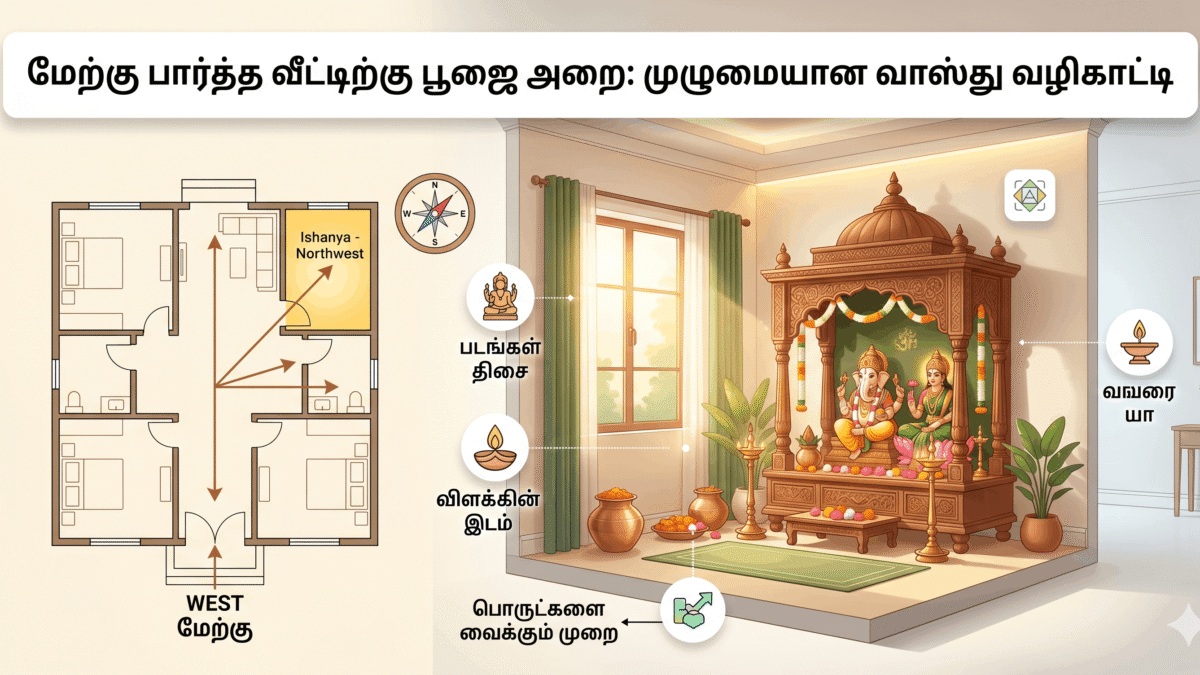 மேற்கு பார்த்த வீட்டிற்கு பூஜை அறை: முழுமையான வாஸ்து வழிகாட்டி